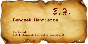 Bencsek Henrietta névjegykártya